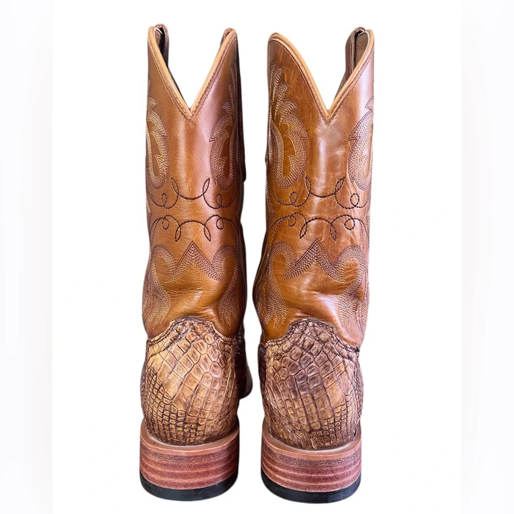 Cody James Exotic Caiman Tail Skin Western Boot Broad Square Toe Crocodile Boots - Picture 11 of 15